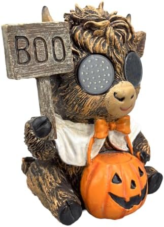 Halloween Highland Cow LED Statue, Boo Sign Pumpkin Decor - Image 6