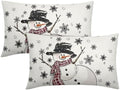 Sweetshow Winter Black Snowman Pillow Covers Set of 2 Linen 20x12 Inches by Sweetshow