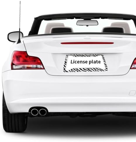 Zebra Print License Plate Frame 2 Pack License Plate Holder Universal Aluminum License Plate Cover Car Accessories Decor with Screw for Women Man 12.3 x 6.3 Inch