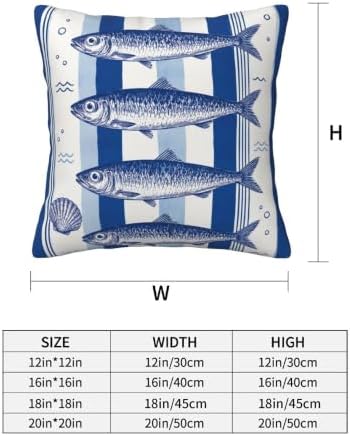 Blue Stacked Fish Throw Pillow Covers 18x18 inch Set of 2 - Image 3