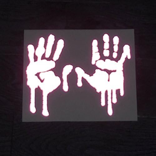 customTAYLOR33 High Intensity Grade Reflective Bloody/Dripping Hands Decals for Helmets, Windscreens, Rear Windows, Bumper Stickers (5 inches Height, Pink)