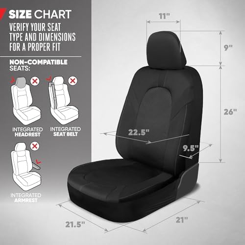 Motor Trend Front & Rear Car Seat Covers Full Set - Gray Cloth Bucket Seat Covers for Front Seats + Waterproof Rear Split Bench Cover – Universal Fit for Car Truck SUV Van Interior Protection