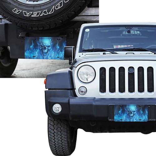 Blue Fire Skull Front License Plate 6" * 12" for Women