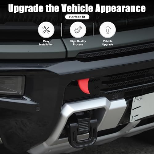 Front Bumper Car Fangs Teeth Decor Accessories Compatible with Hummer EV SUV/SUT Pickup Truck 2024 2025 2026+ DIY Your Car A Pair (Red)