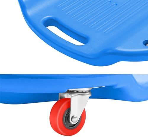 DNA Motoring 38 Inches Low Profile Plastic Rolling Garage Shop Floor Creeper with Side Pockets & 6pcs Casters, Blue, TOOLS-00391 - Image 3