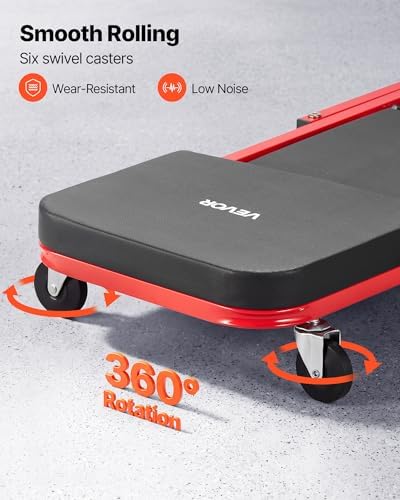 VEVOR 40 in 2-in-1 Folding Mechanic Creeper, Z Creeper Seat & Under Car Garage Roller, 450 lbs Rolling Creeper Stool with 6 Swivel Casters, Padded Headrest for Auto Repair - Image 4