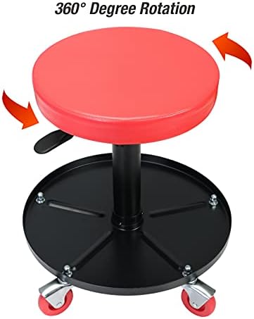 Big RED Pneumatic Rolling Mechanic Stool, Low Profile - Image 5