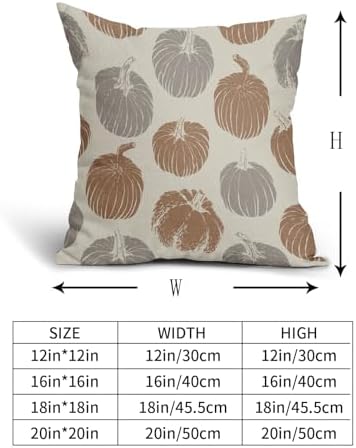 Brown Gray Grey Pumpkin Fall Pillow Covers 24x24 Set of 2 Autumn Harvest Print Thanksgiving Decorative Throw Pillows Outdoor Farmhouse Cushion Case Seasonal Decor for Couch Sofa Bed - Image 5
