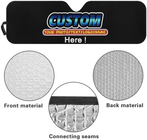Renewold Custom Personalized Windshield Sun Shade, Add Your Own Photo Foldable Car Front Window Sunshade, Suitable for Jeep Wrangler Gladiator, Customized Sun Visor Block UV Rays Keeps Vehicle Cool