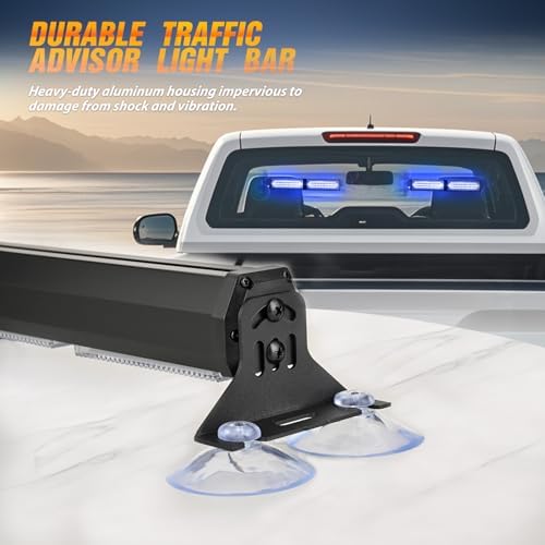 Nilight 40LED Blue Emergency Strobe Traffic Advisor Light Bar with Suction Cups Dash Safety Warning Hazard Flashing Lights Interior Front/Rear Windshield for Trucks Construction Vehicles
