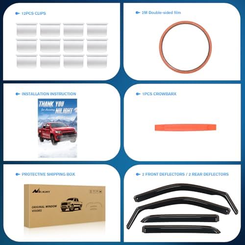 Nilight Window Rain Guards for Ram 2500 3500 Crew Cab 2019-2026, 4PCS