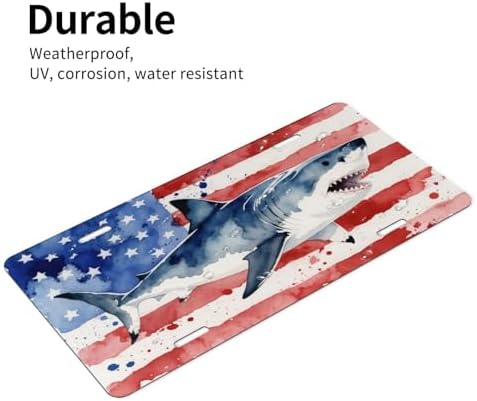Shark American Flag Front License Plate 6" * 12" for Women