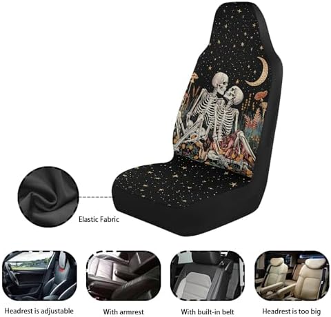 Skull Couple Galaxy Print Car Seat Cover Front Seats Covers for Women Men,Universal Fit for Most Cars,SUVs,Sedan,Truck or Van