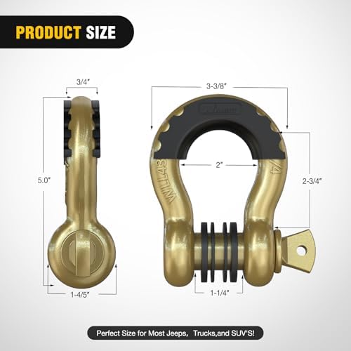 Nilight 2 PCS 3/4" D-Ring Shackle with 7/8" Screw Pin | 41,887lbs Break Strength Heavy Duty Off Road Recovery Shackle with Isolators Washers for Tow Strap,Winch,Off-Road Truck