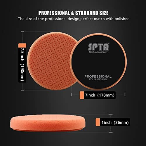 Buffing Polishing Pads, SPTA 5Pcs 7.5 Inch Face for 7 Inch 180mm Backing Plate Mix Cutting Force Buffing Pads Cutting Polishing Pad Kit for Car Buffer Polisher Compounding,Polishing, Waxing-SPTA0010 - Image 2