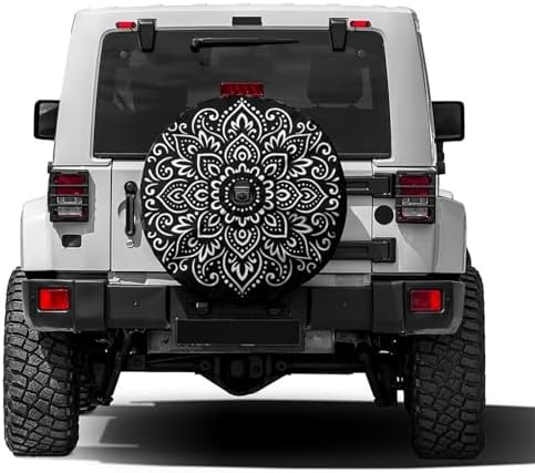 KiuLoam Tribal Ethnic Floral Mandala Spare Tire Cover with Backup Camera Hole Universal Sunscreen Waterproof Wheel Covers for Trailer RV SUV Truck and Many Vehicles (16" for Diameter 29"-31")