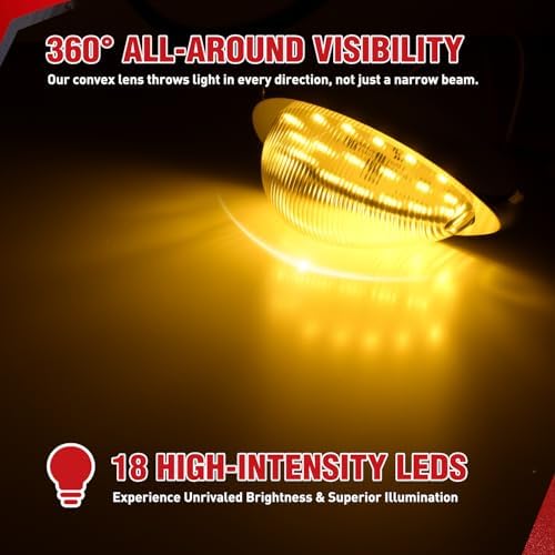 Nilight 6" Amber Teardrop Side Marker Light,18 LED Turn Signal