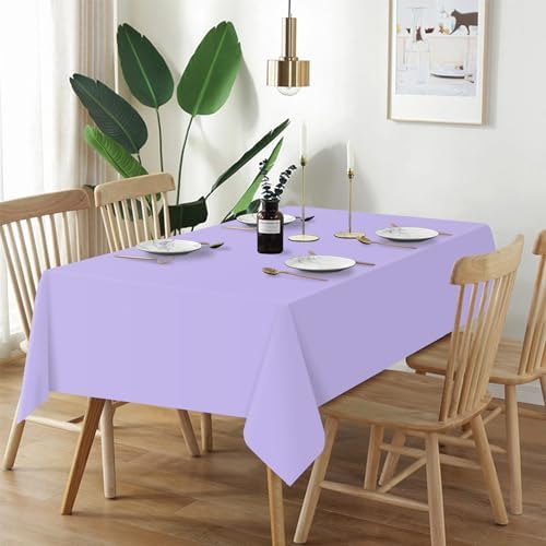 QIKSION 6 Pack Lavender Plastic Tablecloth, Lilac Table Cloth Disposable - Image 2