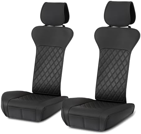 Amazon Basics Front Car Seat Covers, Breathable Faux Leather, Universal Seat Protectors, 2-Pack