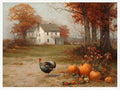 Autumn Farmhouse Wall Art with Turkey and Pumpkins – Vintage Thanksgiving Landscape Poster,Rustic Fall Harvest Canvas Print for Dining Room Decor 20x30in Unframed by Unknown