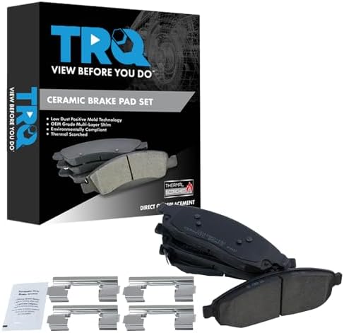 TRQ Front Brake Pads Ceramic Hardware Wear Sensor