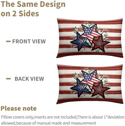 4th of July Pillow Covers 12x20 Set of 2, Patriotic Throw Pillow Covers Independence Memorial Day Pillowcase, Summer Stripes Decorative Fourth of July Cushion Case Couch for Indoor Outdoor Home Decor - Image 6