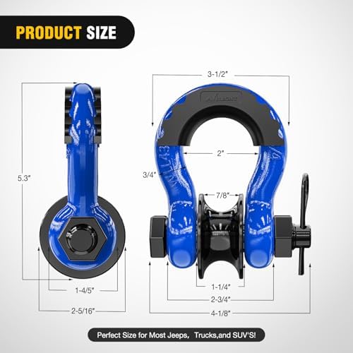 Nilight 3/4" D-Ring Shackle with Snatch Block, Heavy Duty Recovery Set