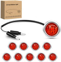 Nilight 3/4" Round Marker Lights 10PCS Red with 304 Stainless Steel Bezel