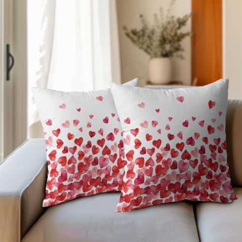 Valentines Day Throw Pillow Covers 20x20 Set of 2 Pink Red Love Heart - Image 3