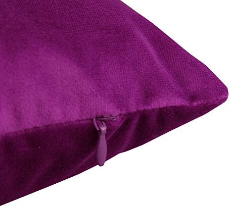 12x20 Inch Set of 2 Rectangle Lumbar Velvet Soft Throw Pillow Cases Solid Cushion Covers Home Decorative for Couch Sofa Bedroom, Purple Magenta - Image 4