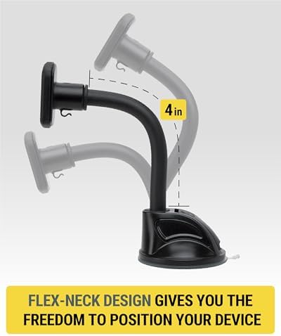 Scosche MXWDL Magnetic Cell Phone Car Mount, Suction Cup Phone Holder for Car Dashboard/Windshield with Extra Strong Magnet and Thick Metal Plate Compatible with iPhone, Samsung, and All Devices