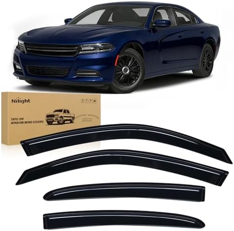 Nilight Window Rain Guards for Dodge Charger 2011-2023, Tape on-4PCS