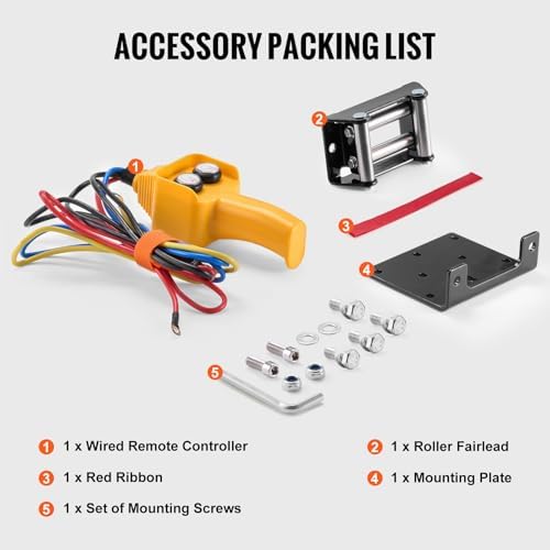VEVOR ATV Winch, 2000 lb Electric Winch, 12V Small ATV UTV Winch with 5/32 in x 39 ft Steel Cable Roller Fairlead Wired Remote Control, IP55 Waterproof for Towing UTV ATV Car Vehicle Off-Road - Image 6
