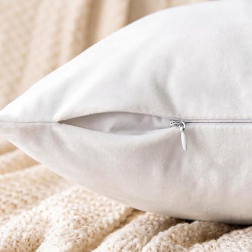 VAKADO 16x16 Beige Cream Velvet Throw Pillow Covers Decorative Soft Solid Square Cushion Cases Set of 2 Home Decor for Couch Car Sofa Chair Bedroom Office - Image 4