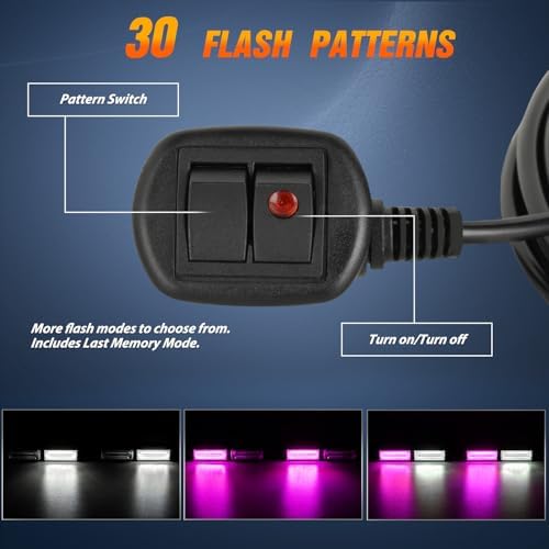 Nilight 40LED Purple White Emergency Strobe Traffic Advisor Light Bar with Suction Cups Dash Safety Warning Hazard Flashing Lights Interior Front/Rear Windshield for Trucks Construction Vehicles