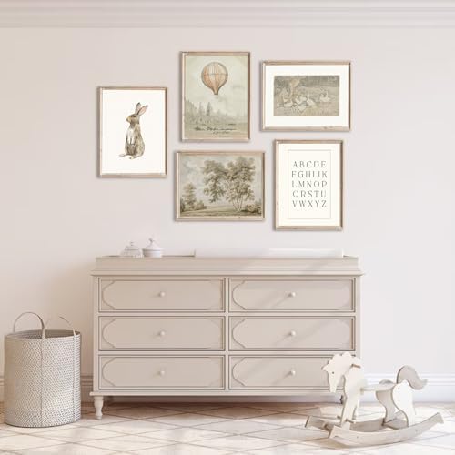 Vintage Nursery Wall Art Children Room Canvas Wall Decor Country Posters Botanical Prints Vintage Landscape Pictures Kids Child Wall Art Neutral Artwork for Playroom Bedroom 8x10x5 Inch Unframed - Image 5