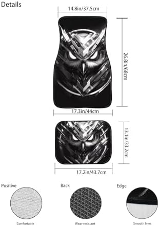 Gothic Owl Car Floor Mats Black Gothic Owl All Weather Car 1st 2nd Row Floor Mats Minimalism Black 2PC Washable Car Interior Carpet Universal for SUV Sedan