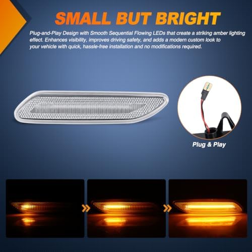 Nilight Fender Side Marker Lights 2PCS for 2011-2016 MINI Cooper R60
