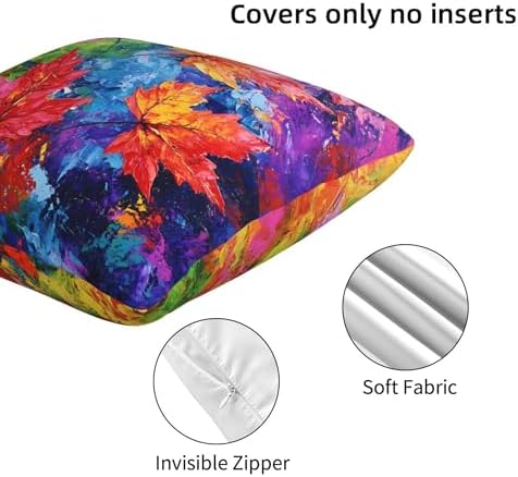 Colorful Autumn Maple Leaf Throw Pillow Covers 18x18 inch Set of 2 Pillow Case Cushion Cover for Home Sofa Couch Living Room Car Decor - Image 5