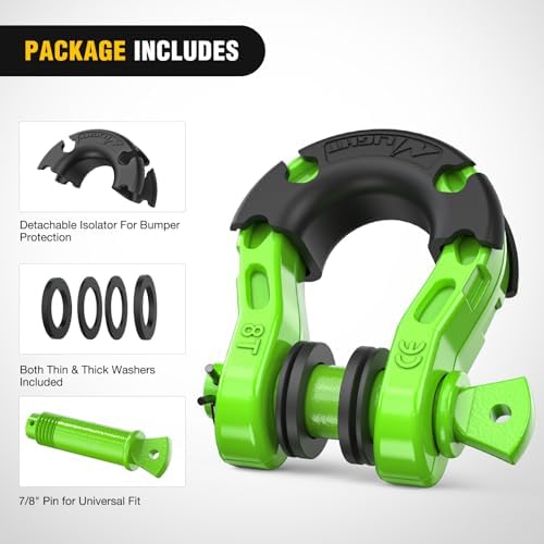 Nilight Mega D-Ring Shackles, 3/4" Heavy Duty Recovery Tow Shackle