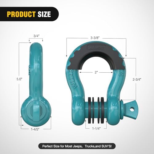 Nilight 2 PCS 3/4" D-Ring Shackle with 7/8" Screw Pin | 41,887lbs Break Strength Heavy Duty Off Road Recovery Shackle with Isolators Washers for Tow Strap,Winch,Off-Road Truck