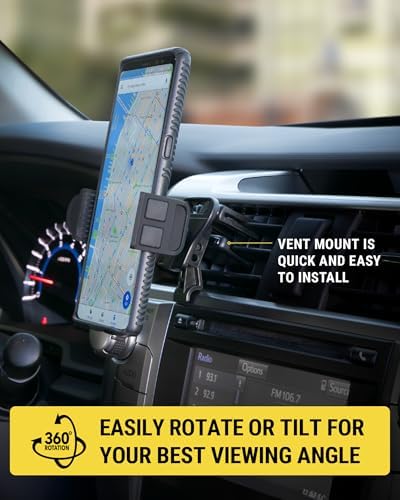 Scosche HVM2-1 Vent Phone Mount for Car, 360° Adjustable Cellphone Stand, Hands-Free Cell Phone Holder for Car Air Vent Compatible with iPhone 16/15/14/13/12 Series & Mobile Phones up to 3.5 inches