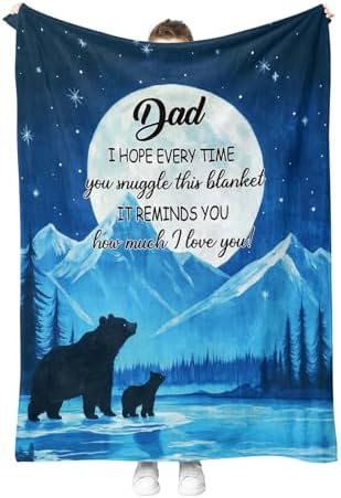 Dad Bears Starry Sky Blanket Gifts for Birthday Christmas Father's Day Bear Blanket Men Husband Halloween Easter Winter Snow Mountains Forest River Moon Inspirational Words Throw 50"x60" by Hohoto