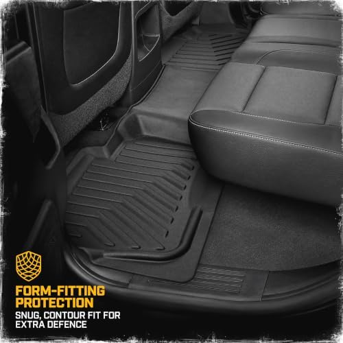 CAT® JustFit™ 3D Custom Fit Rear Floor Mat for Chevy Silverado 1500 Double Cab 2014-2018, Heavy Duty Rubber Floor Liner Laser Measured, Silverado Accessories