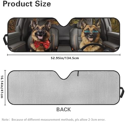 Renewold Funny German Shepherd, Windshield Sun Shade, Car Front Window Sunshade for Jeep Wrangler JK JL Gladiator JT 2020-2023, Foldable Auto Sun Visor Blocks Heat UV Glare, Car Accessories Interior