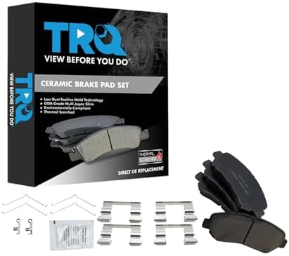 TRQ Front Brake Pads Ceramic Hardware Wear Sensor
