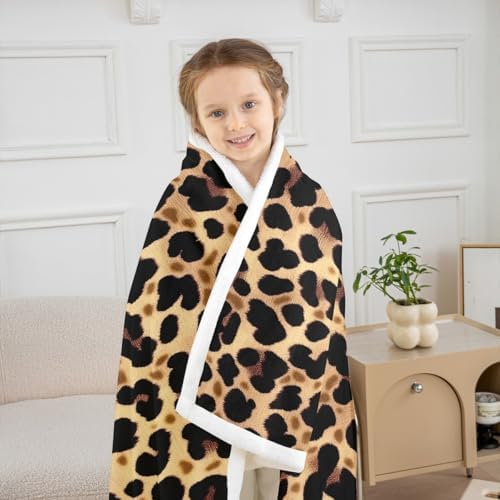 Leopard Print Sherpa Blanket Cheetah Skin Print Throw Blanket Bedroom Living Room Soft Cozy African Wild Animal Blankets Decor for Bed Couch Sofa Black Orange Brown Flannel Blankets 60"x80" - Image 3