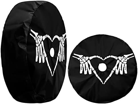 Delerain Spare Tire Cover with Backup Camera Hole White Hand Bone Skull Wheel Covers Waterproof Dust-Proof UV Sun Universal Fit for Trailer RV SUV Truck (17 Inch for Diameter 31"-33") - Image 3