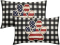 4th of July Pillow Covers 12x20 Set of 2, Patriotic Throw Pillow Covers Independence Memorial Day Pillowcase, Summer Plaid Decorative Fourth of July Cushion Case Couch for Indoor Outdoor Home Decor by Trongr