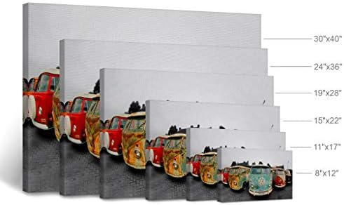 Smile Art Design Decorative Canvas Print Vintage Van Bus Art Modern Wall Decor Artwork Wrapped Wood Stretcher Bars -%100 Handmade in the USA - Ready to Hang 19x28 - Image 4